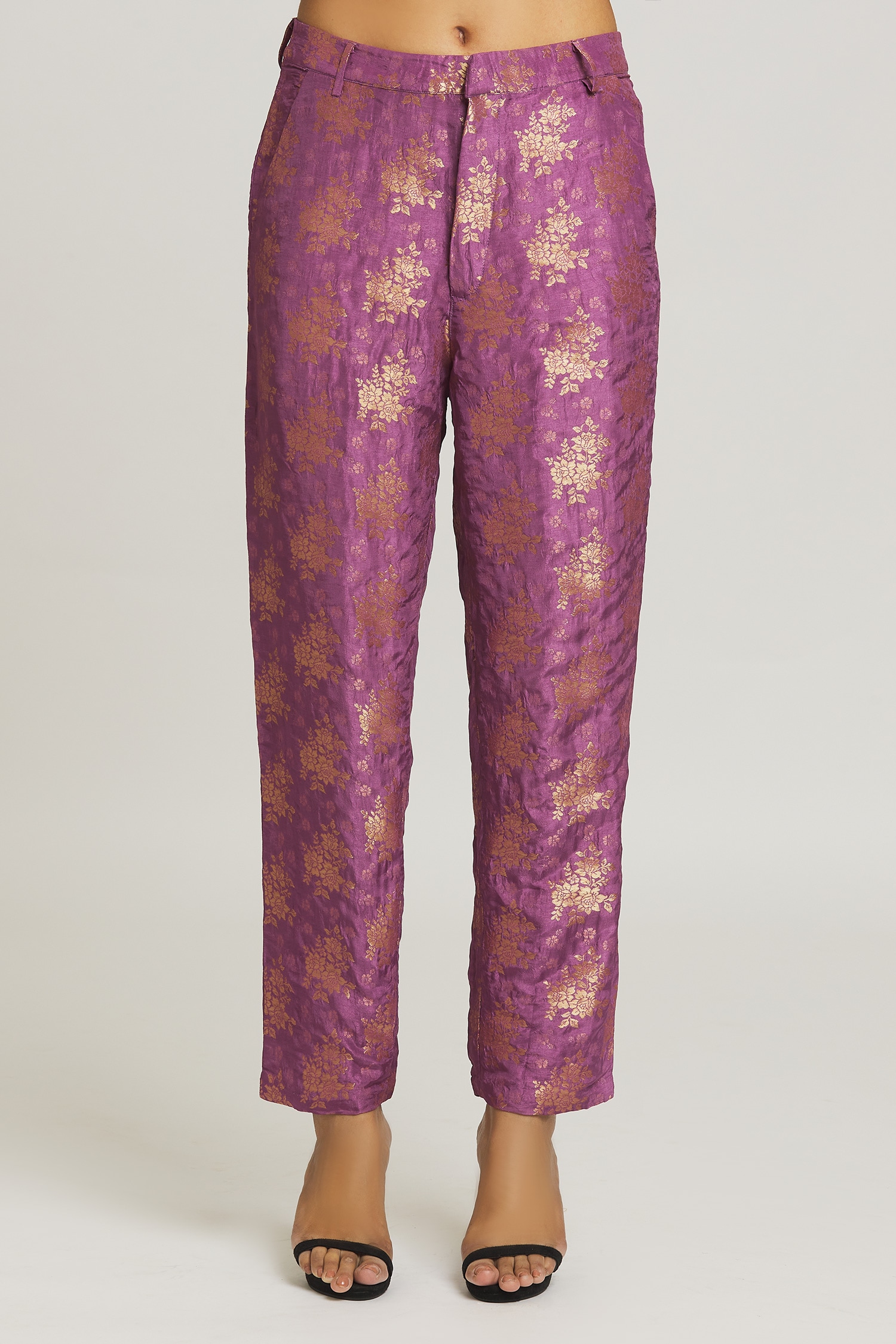 Buy Purple Woven Silk Lapel Collar Brocade Blazer And Pant Set For Women by  Peenacolada Online at Aza Fashions.