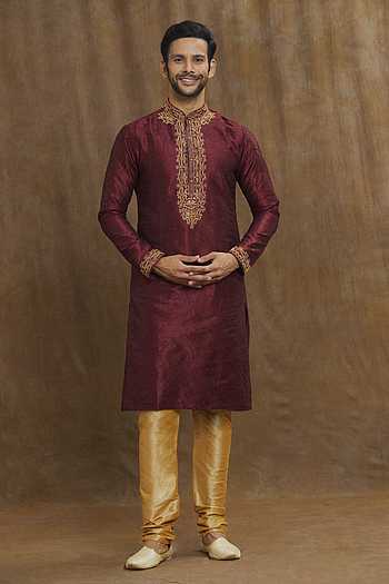 Gold Kurta Art Banarasi Silk Churidar main image 1