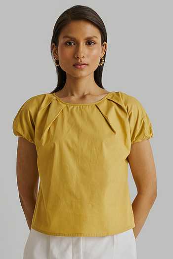 3010144 Yellow Balloon Sleeve Shirt