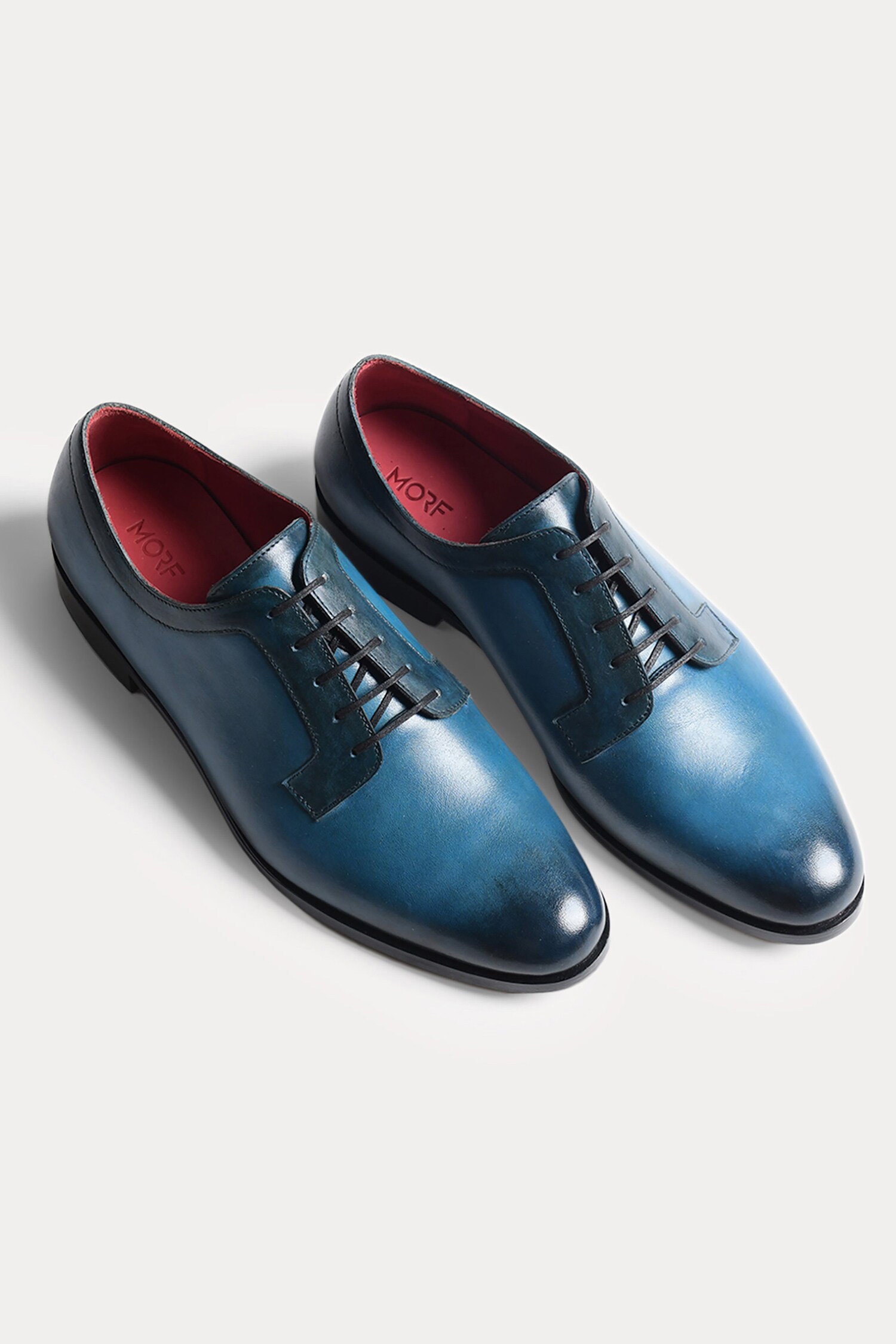 Buy Blue Hand Painted Derby Shoes For Men by Morf Online at Aza Fashions.