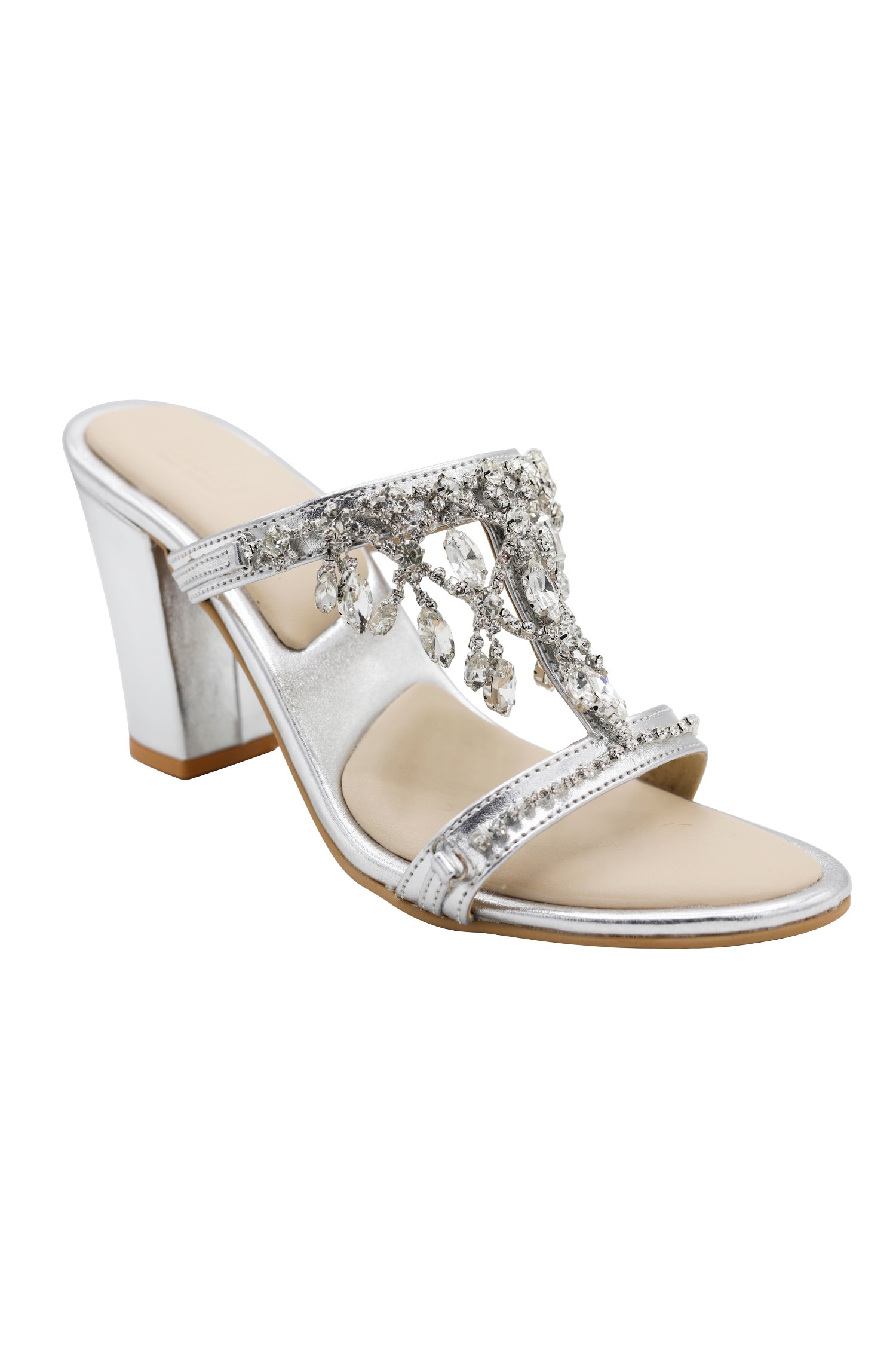 Kadee Flat Embellished Platform Sandals in Silver - Larena Fashion