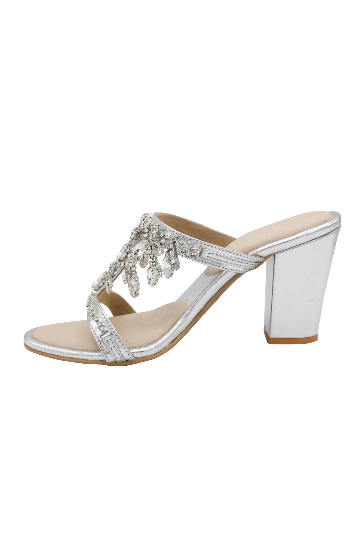 Silver Diamante Buckle High Metal Pin Heel Sandals | PrettyLittleThing USA
