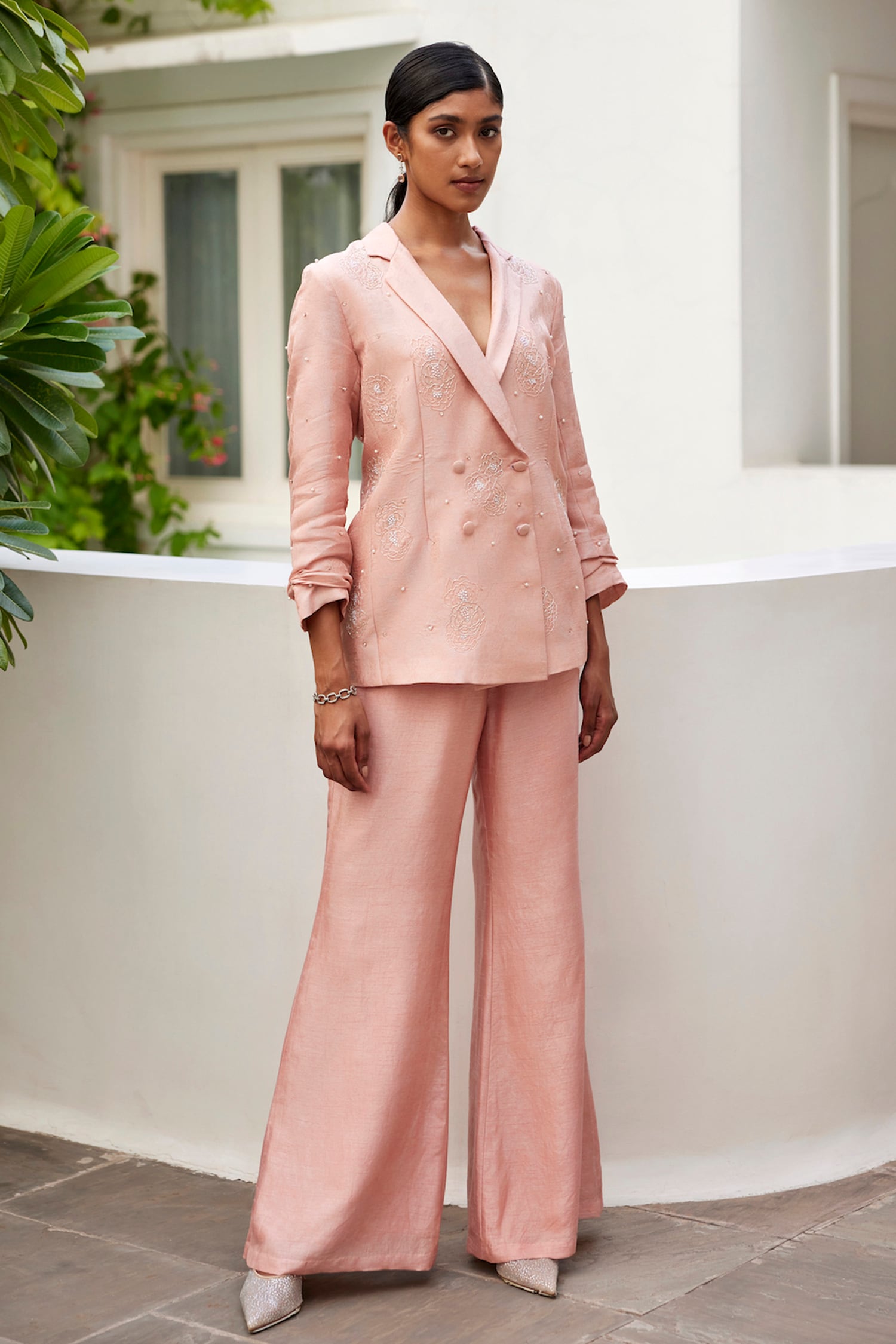 Buy Women Pink Elegant Autum Polyester Blazer and Pants Set (S) Online at  Best Prices in India - JioMart.
