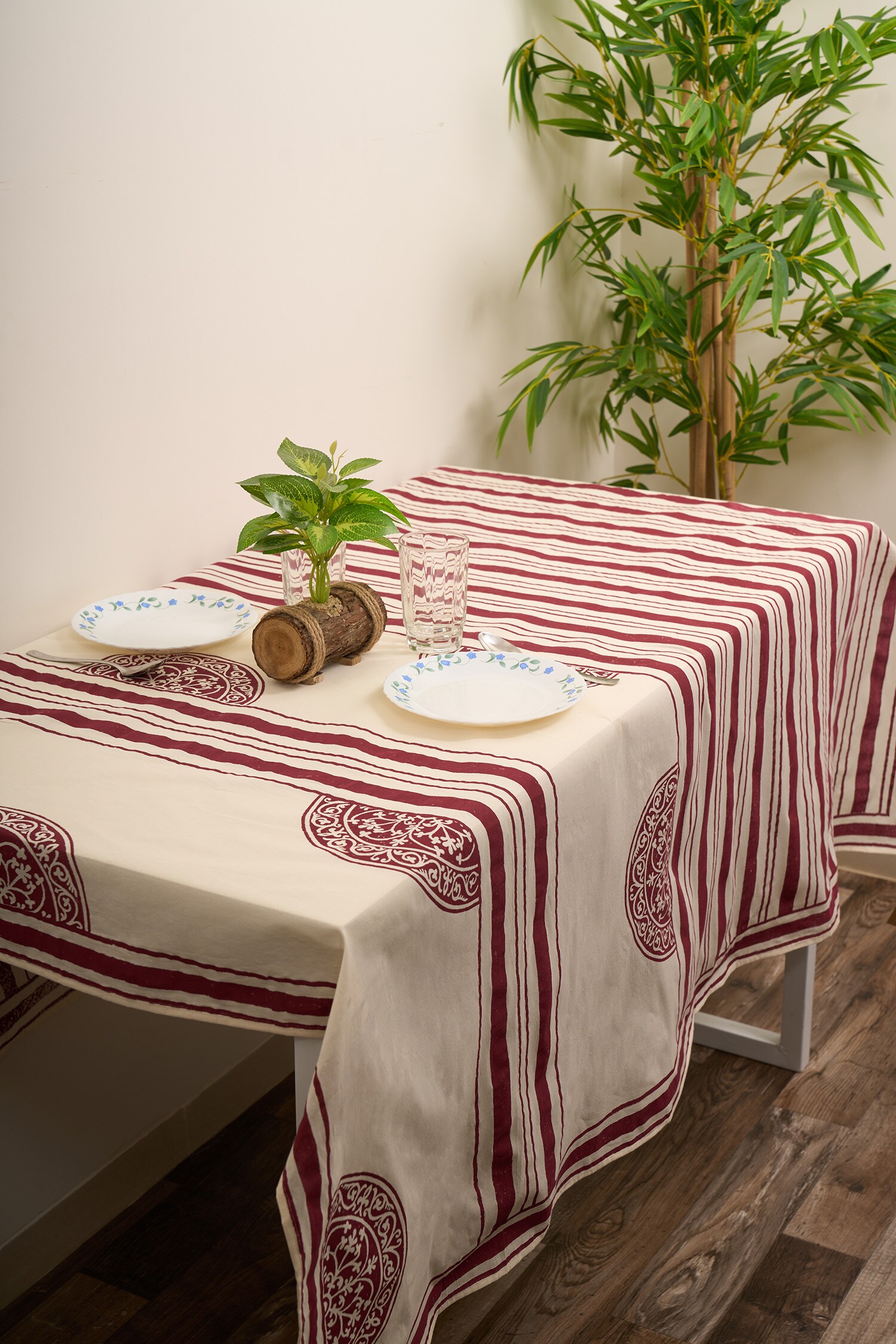Buy Inheritance India Cotton Rangoli Hand Block Print Table Cloth