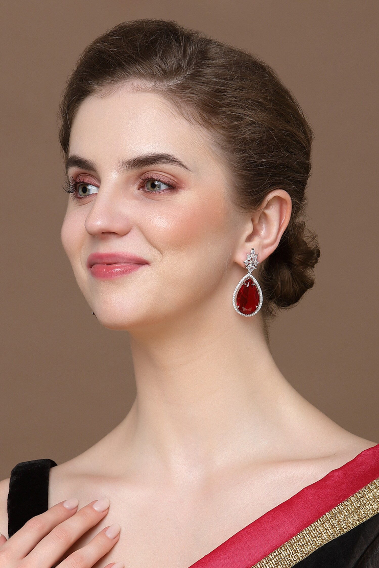 Buy Dugran By Dugristyle Stone Encrusted Drop Earrings Online Aza