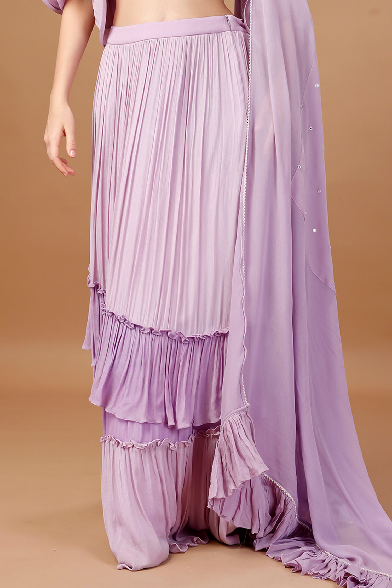 Buy Women Purple Embroidered Waist Tiered Lehenga Skirt - Leheng & Skirt -  Indya