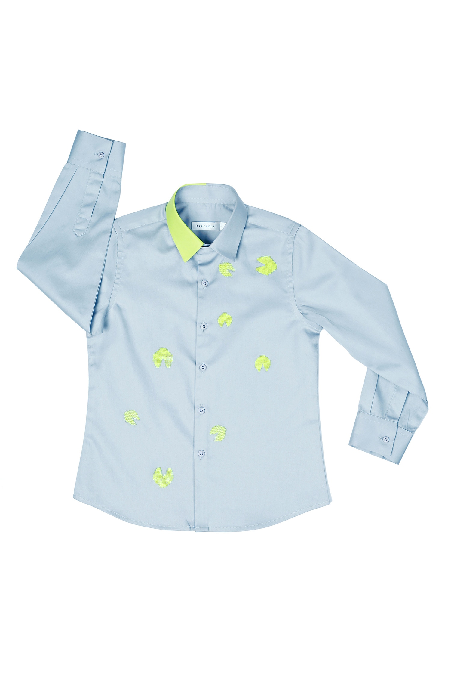 Buy Partykles Grey Packman Cut Dana Embroidered Shirt For Boys Online ...