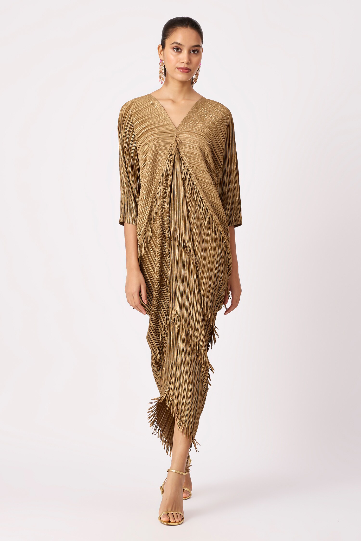 Fashion Trendyz Kimora Fringe Dress S / Gold