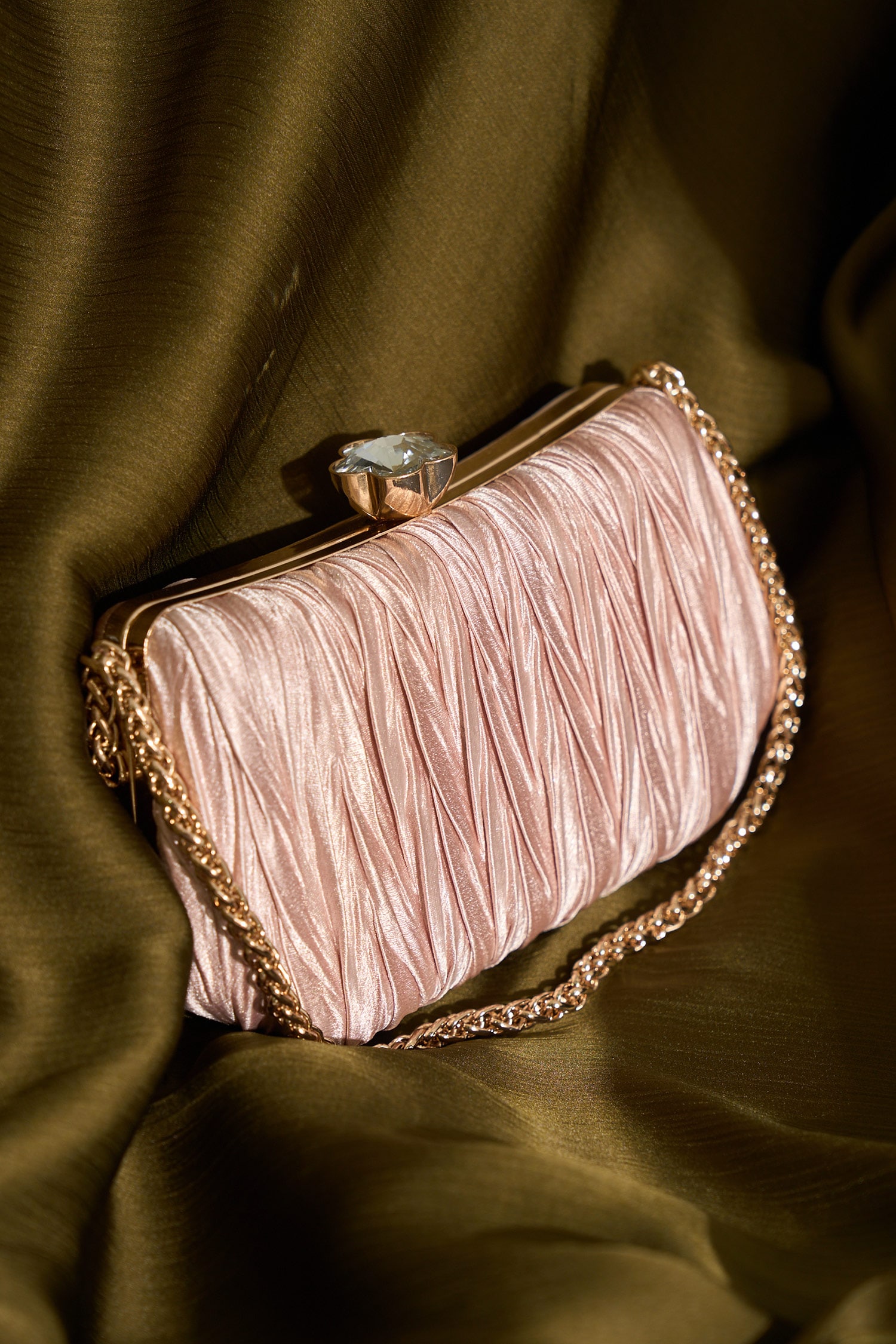 Crushed Pleated Box Clutch 