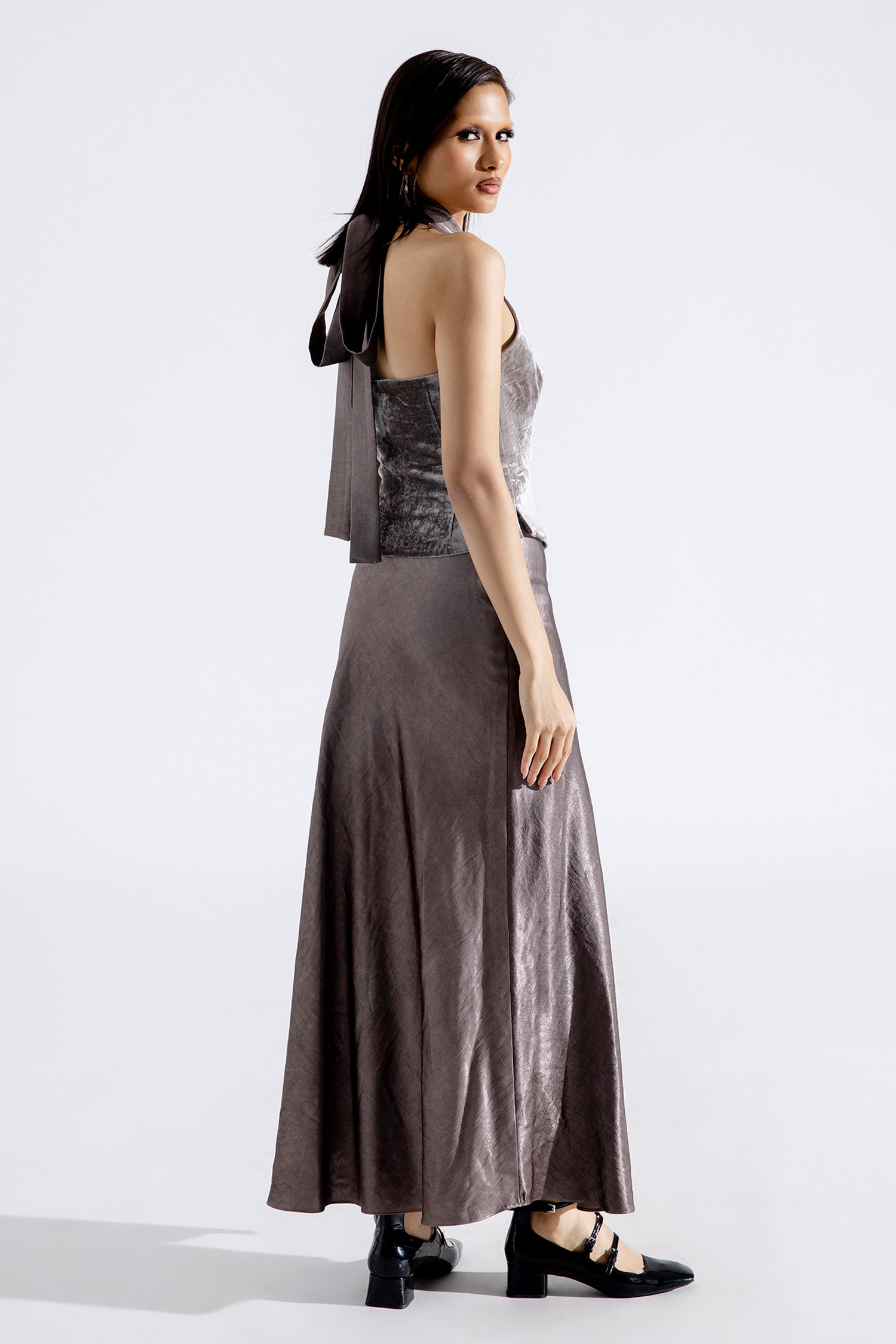 Gray hotsell velvet skirt