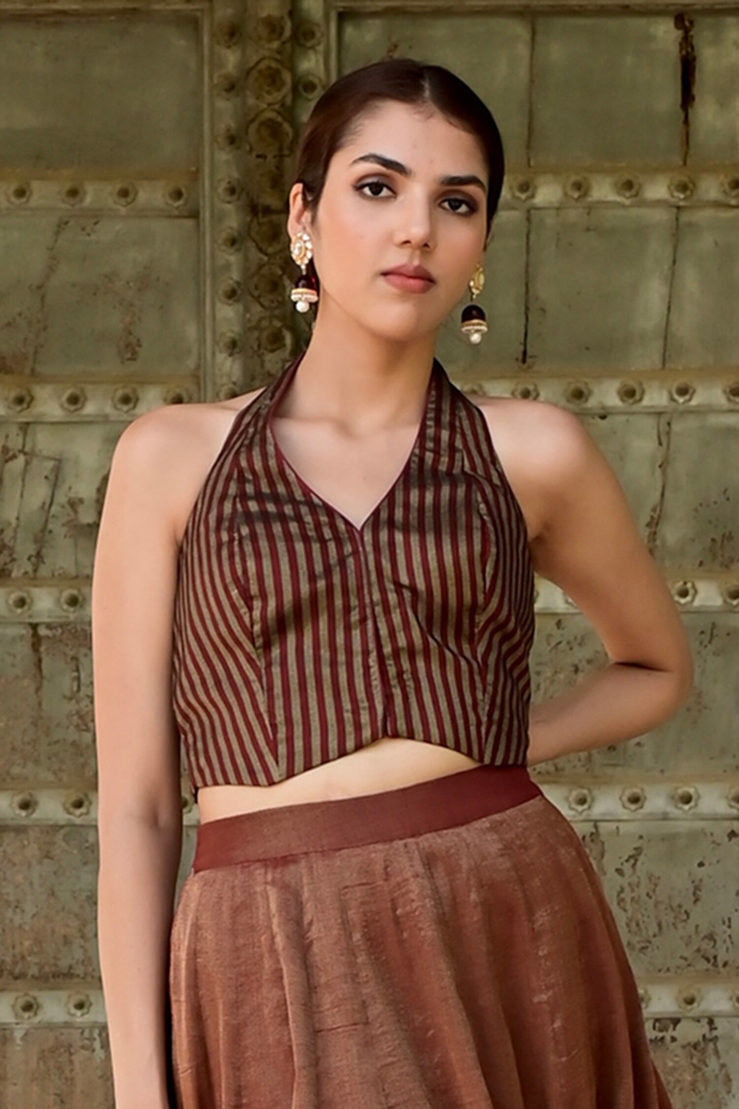 Amarmia Women's Sexy Deep V Neck Crop Tops Halter Knit India