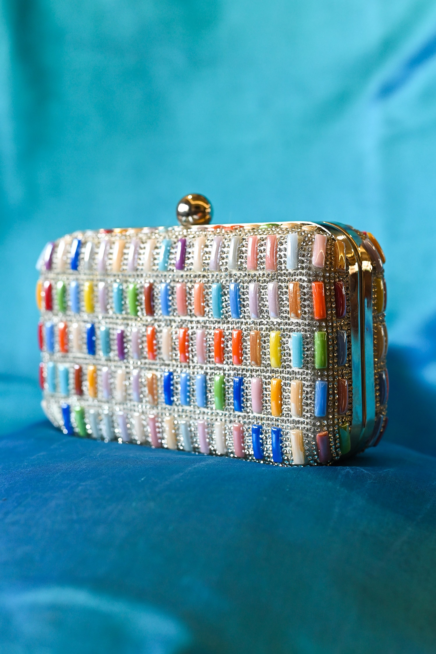 Buy Multi Color Beads Splatter Embellished Clutch by Alor Bags Online