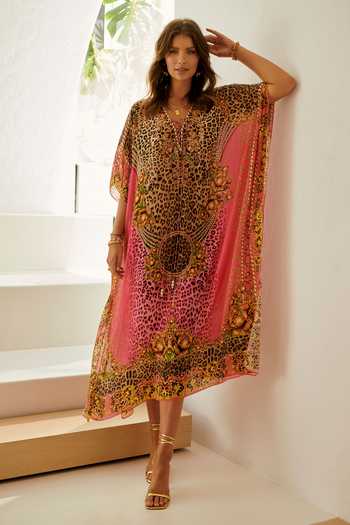 Leopard Print V-neck Kaftan