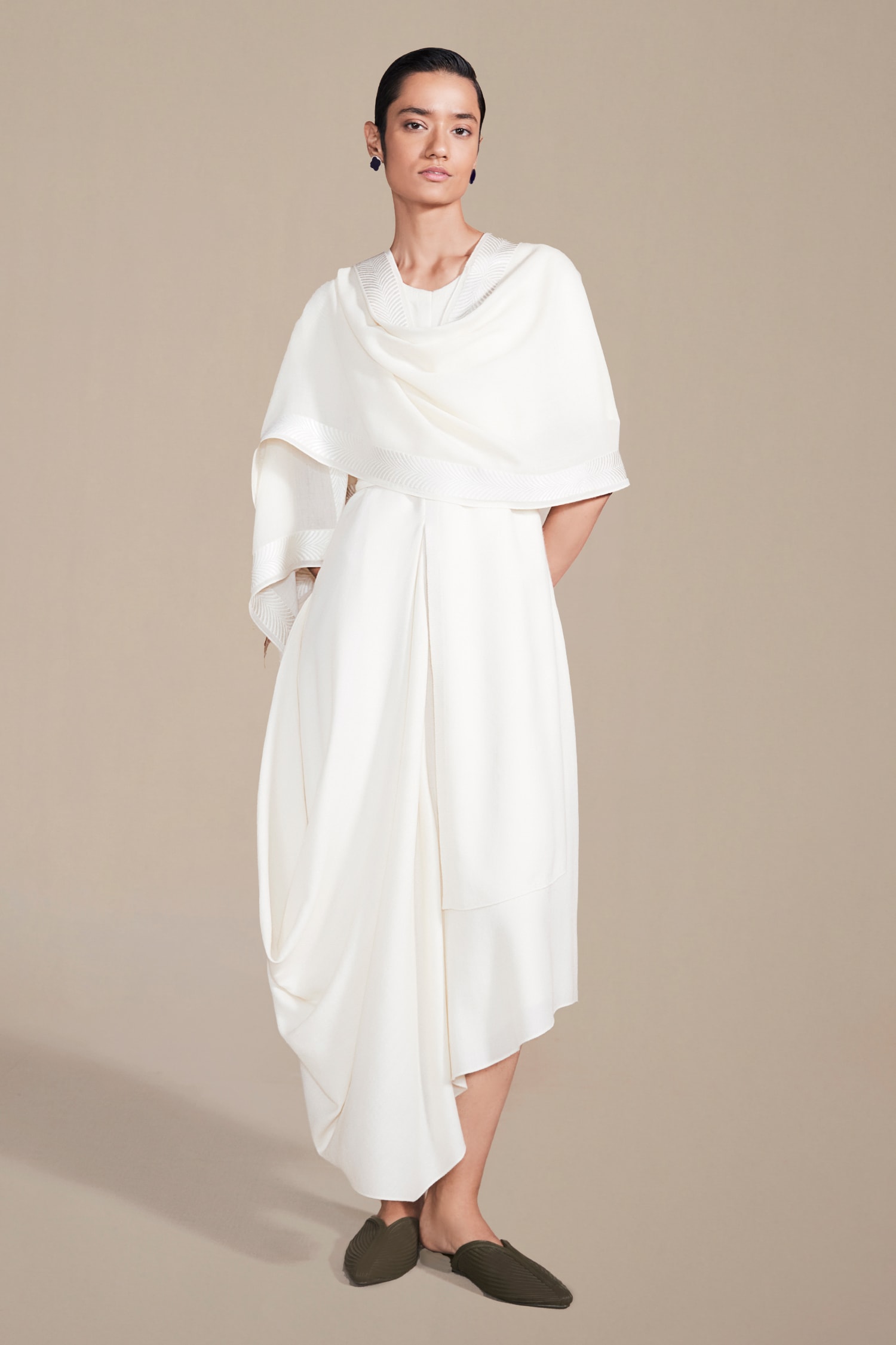 Buy Ivory Resham Embroidered Scarf by AMPM Online at Aza Fashions.