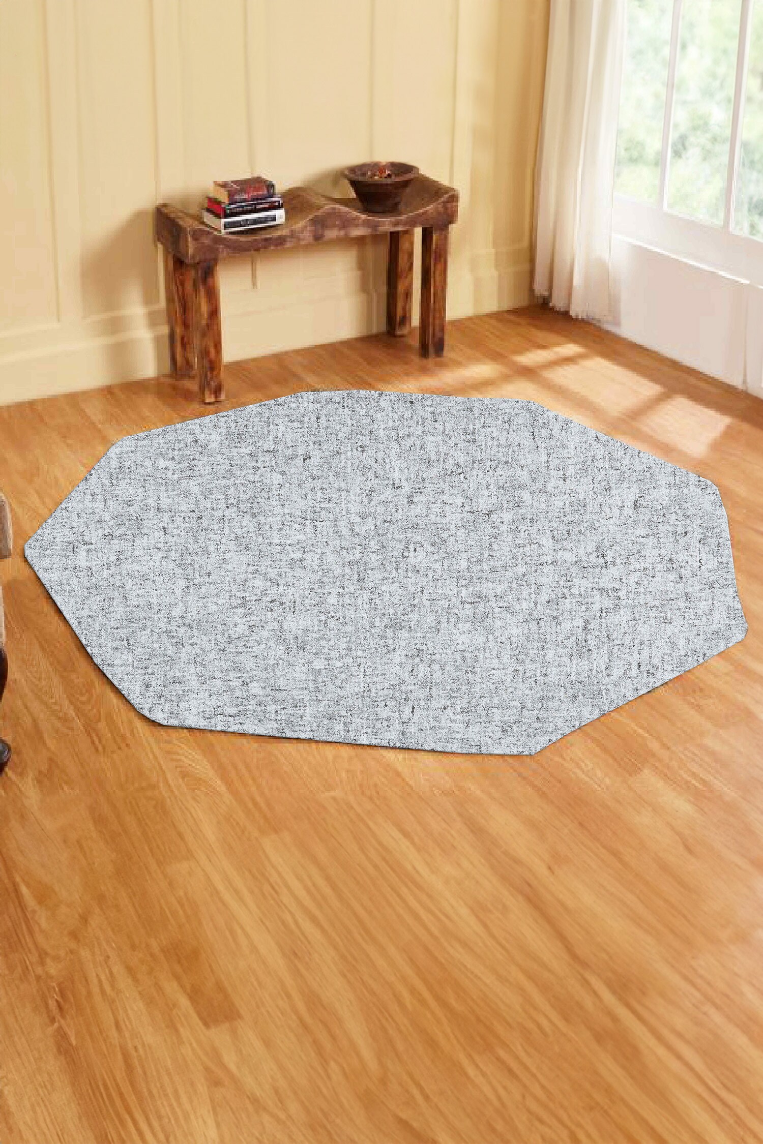 Buy Off White 80% Wool Marble Octagon Shaped Rug by Kaleen India Online ...