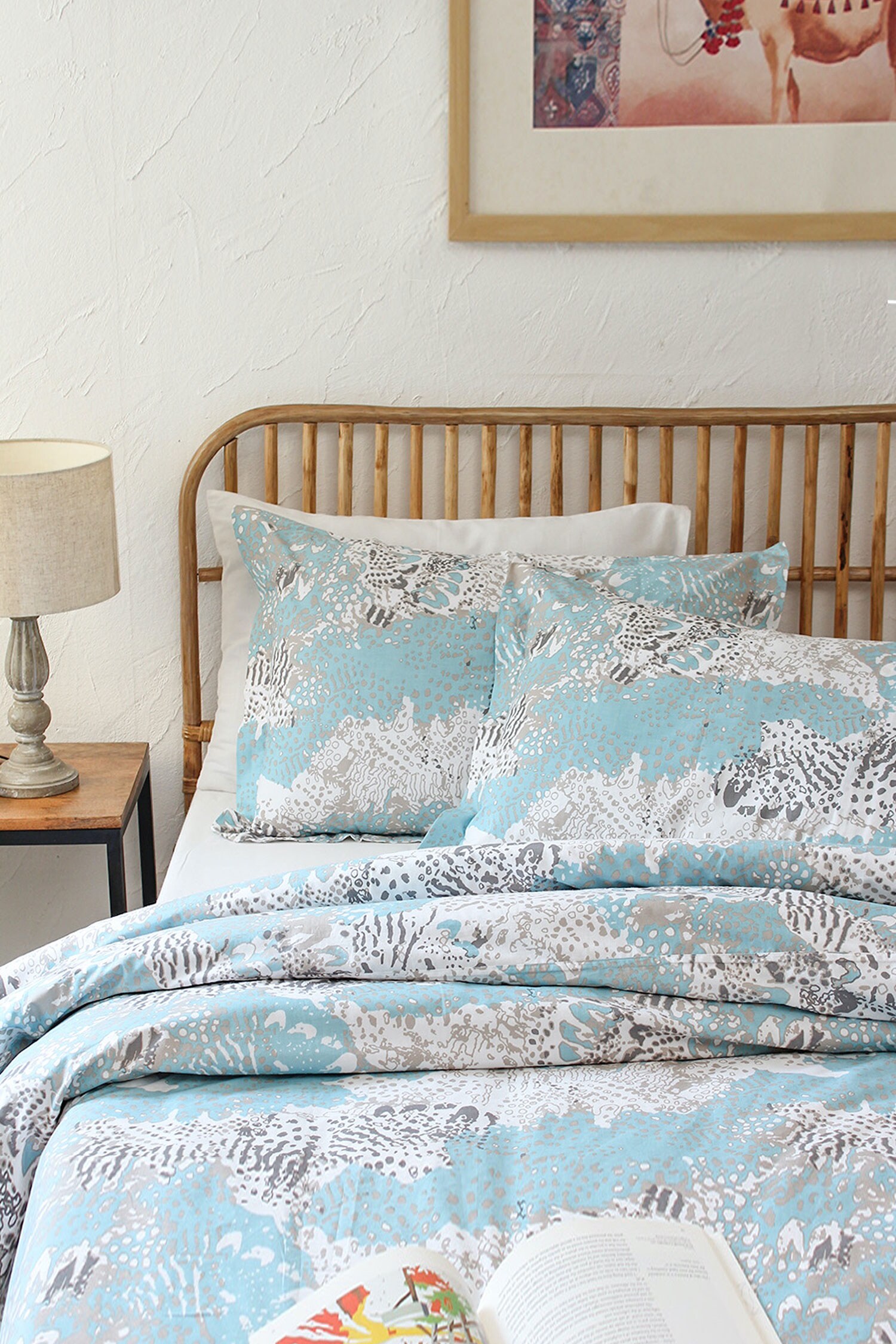 Buy Blue 100 Cotton Mashak Printed Double Bed Set by House This Online