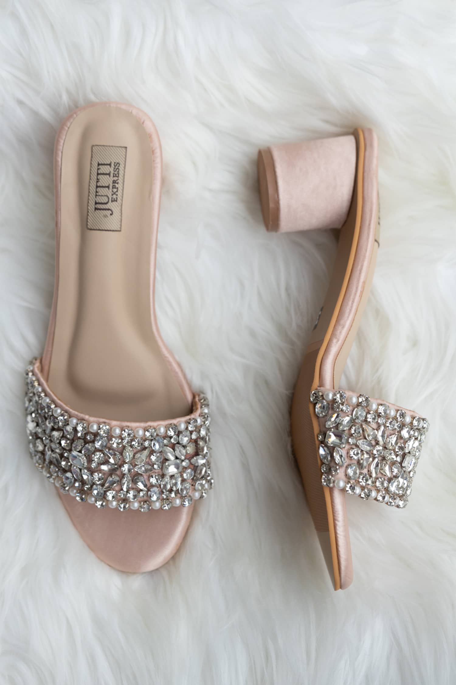 Buy Pink Embellished Crystal Heels by Jutti Express Online at Aza Fashions.