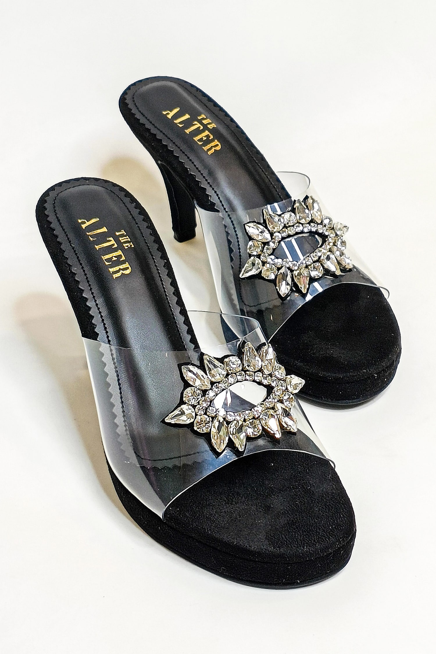 Buy Black Stone And Brooch Embellished Marina Stiletto Heels by THE