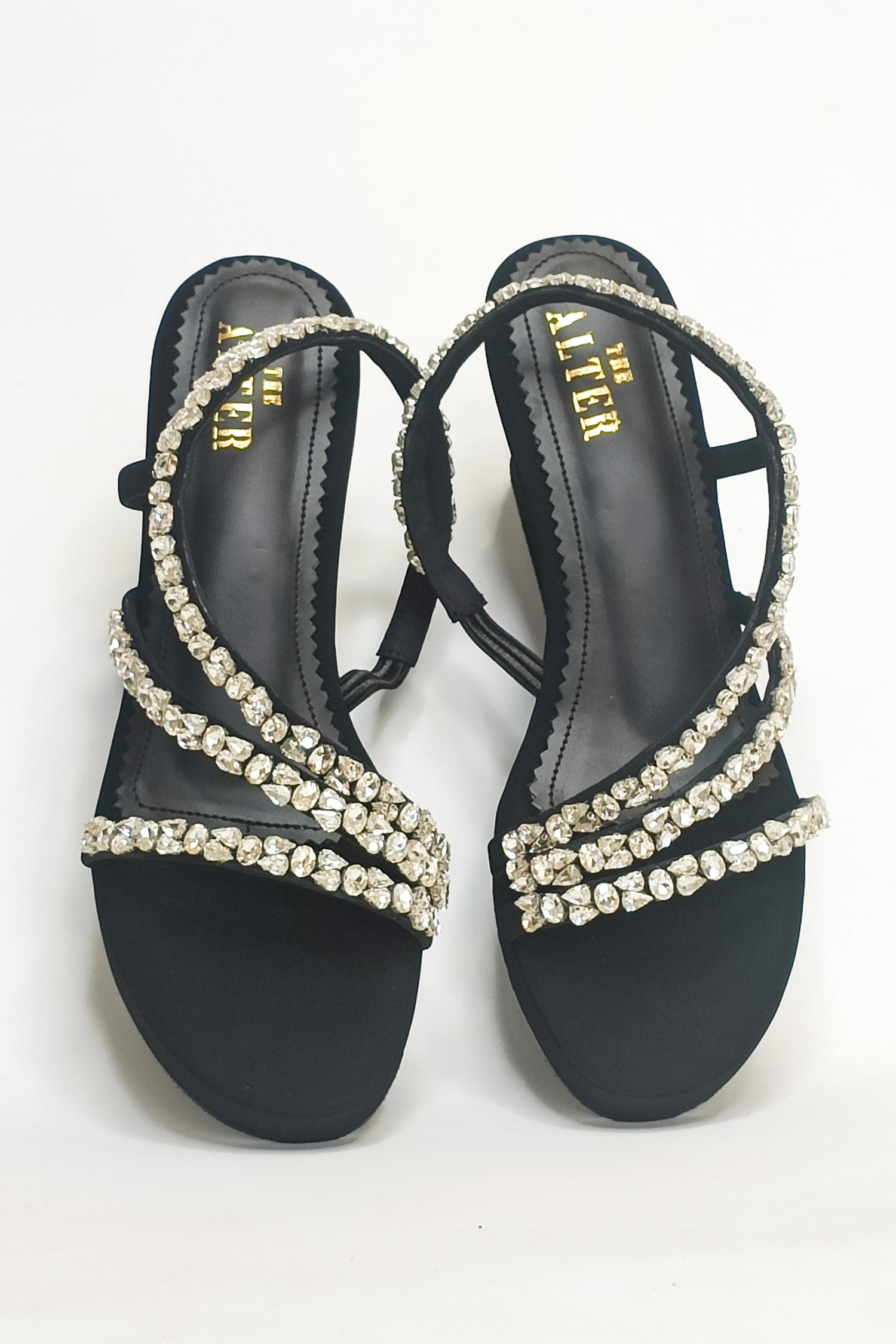 Black Rhinestone Strappy Sandals · Filly Flair