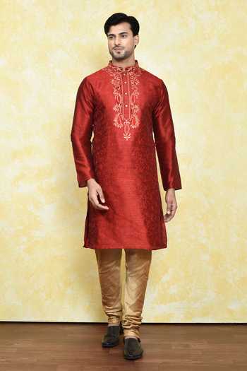 Maroon  Kurta sequence work on silk  Chudidaar main image 1