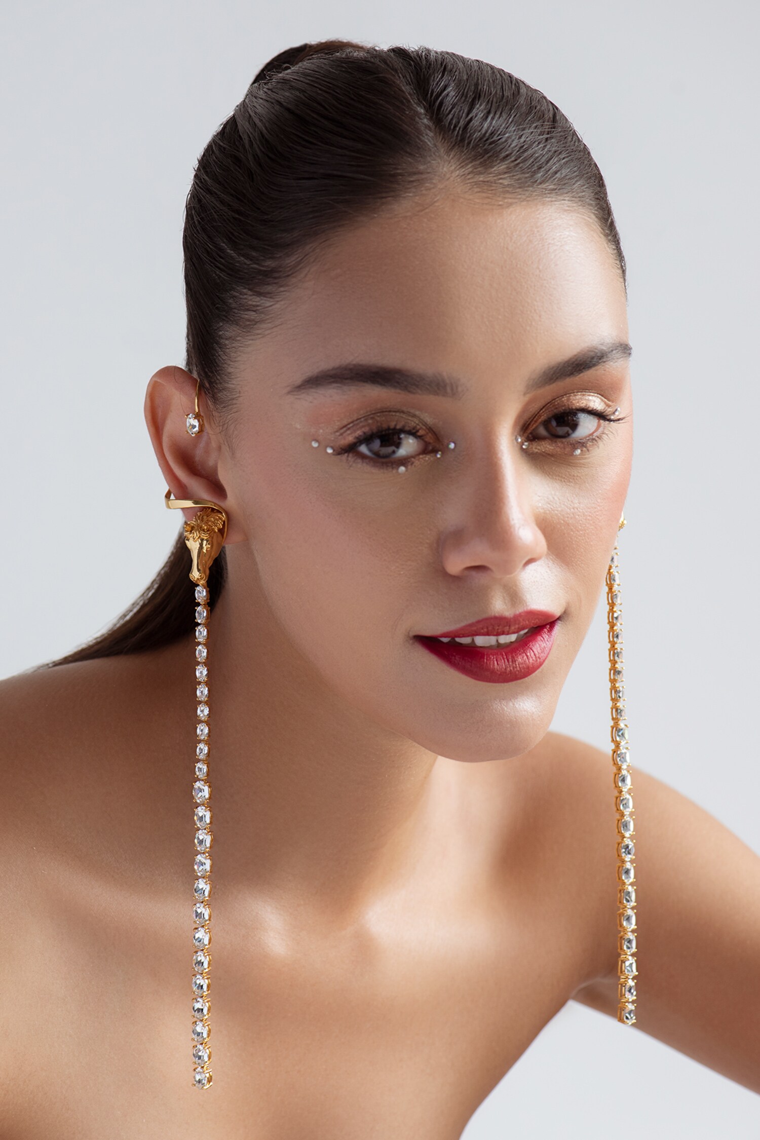 22K Gold Earrings - Ear Cuffs with Cz - 235-GER14151 in 8.700 Grams-sgquangbinhtourist.com.vn