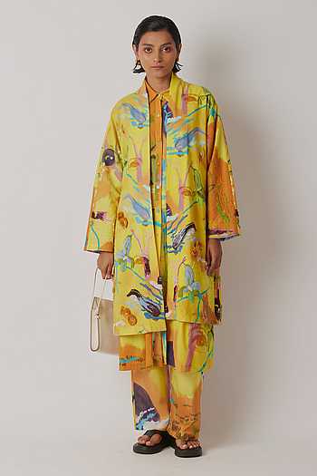 PAIN de SUCRE Women Kanni Printed Semi-Transparent Fixed Voile Kimono Jacket