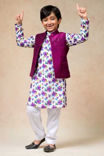 Boy Patola 3 Pc Bundi Set - Purple
