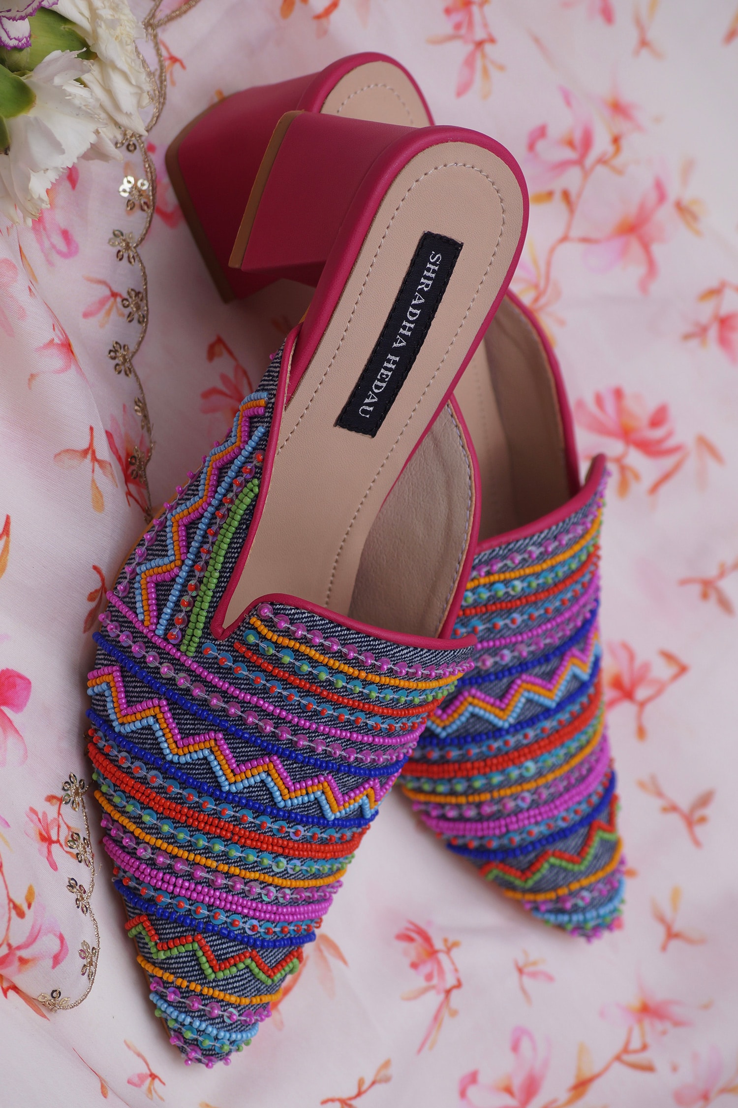 Buy Multi Color Sequins Nyla Embellished Block Heels by Shradha Hedau