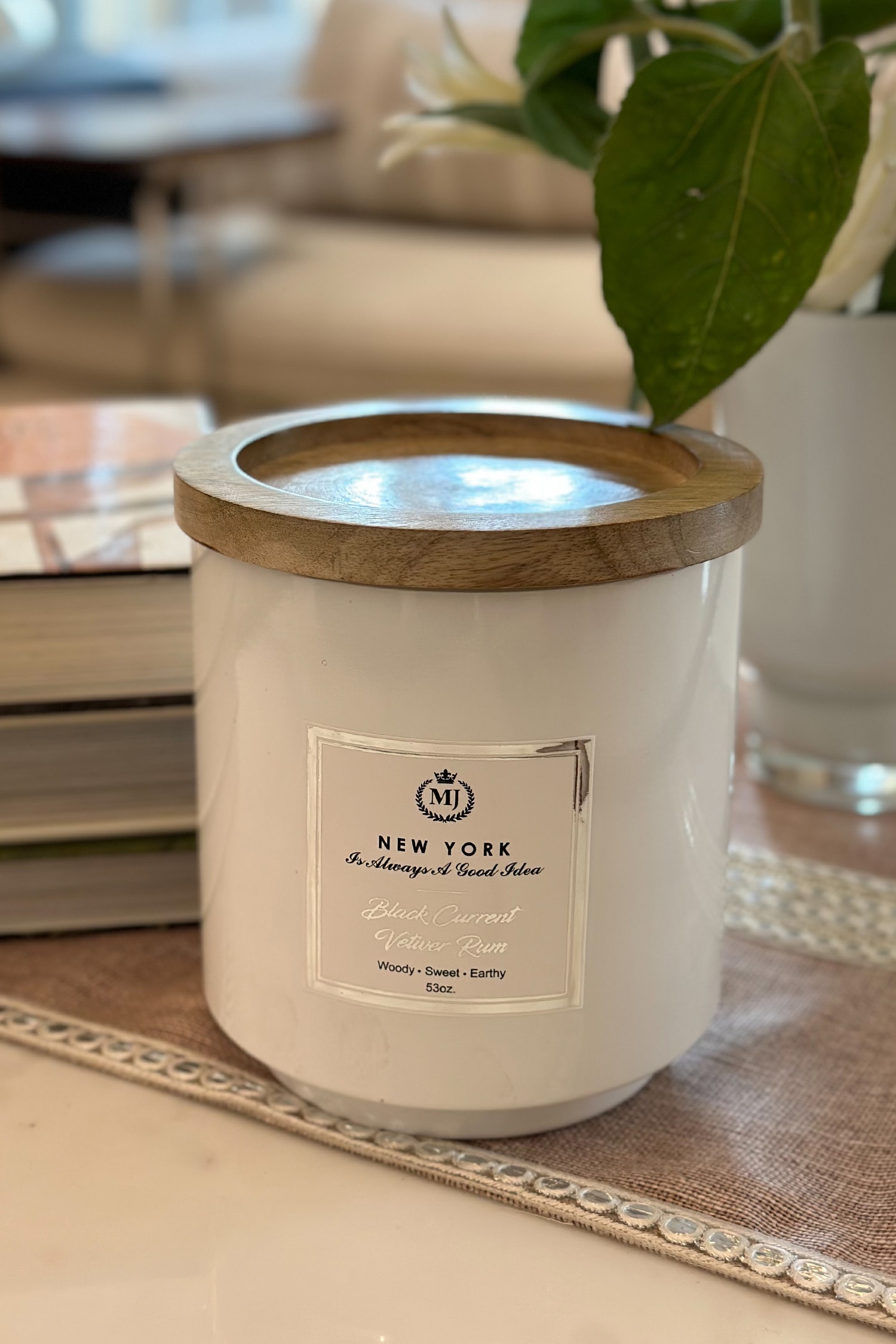 Buy White Glass Jar New York Big Black Currant Scented Candle by MJ