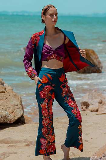 Beaded Jacket And Pants Set Casual Cotton Outfit