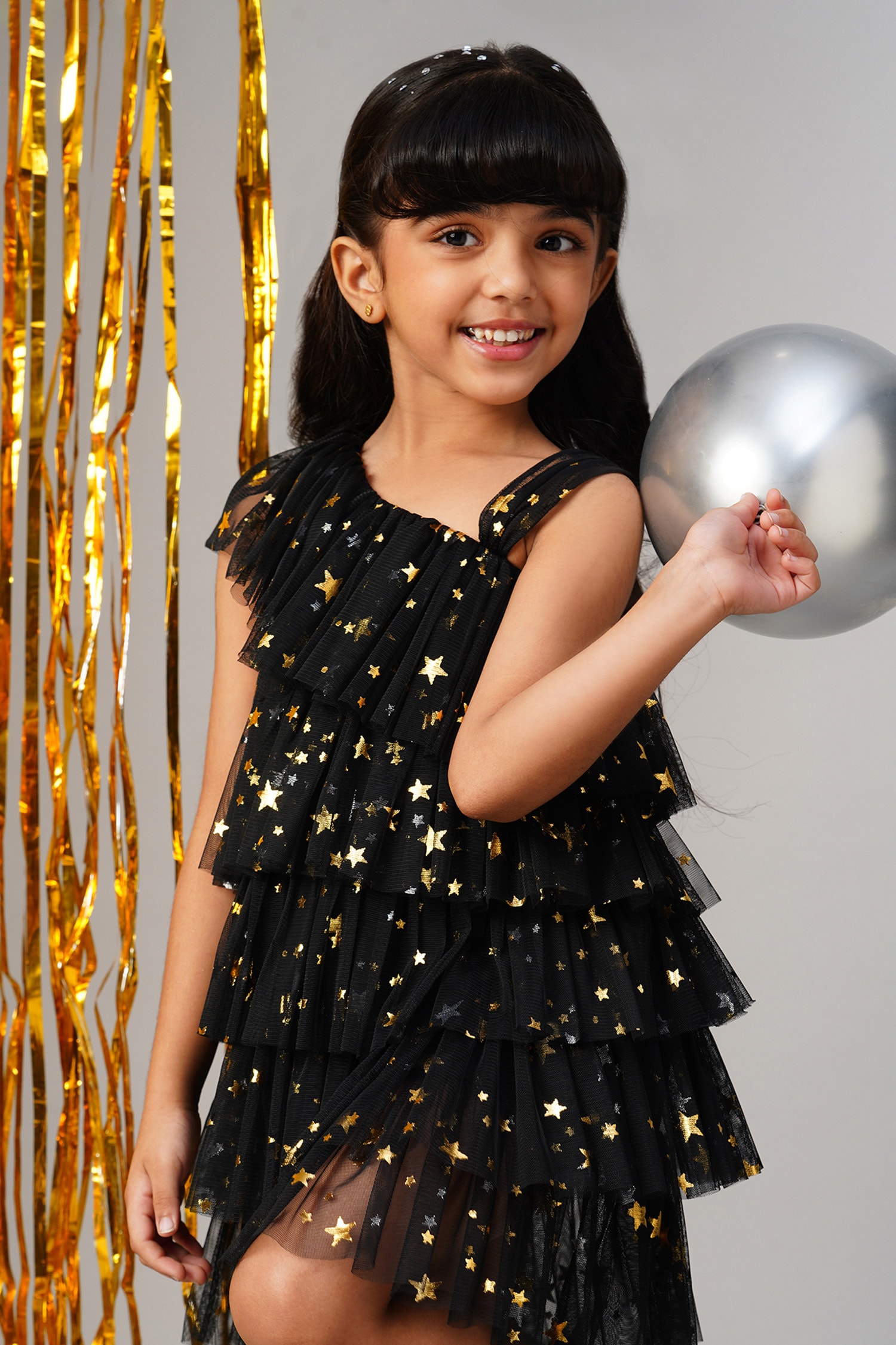 Buy Black Poly Spandex Embellished Barbie Pattern Top With Skirt For Girls  by LIL DRAMA Online at Aza Fashions.