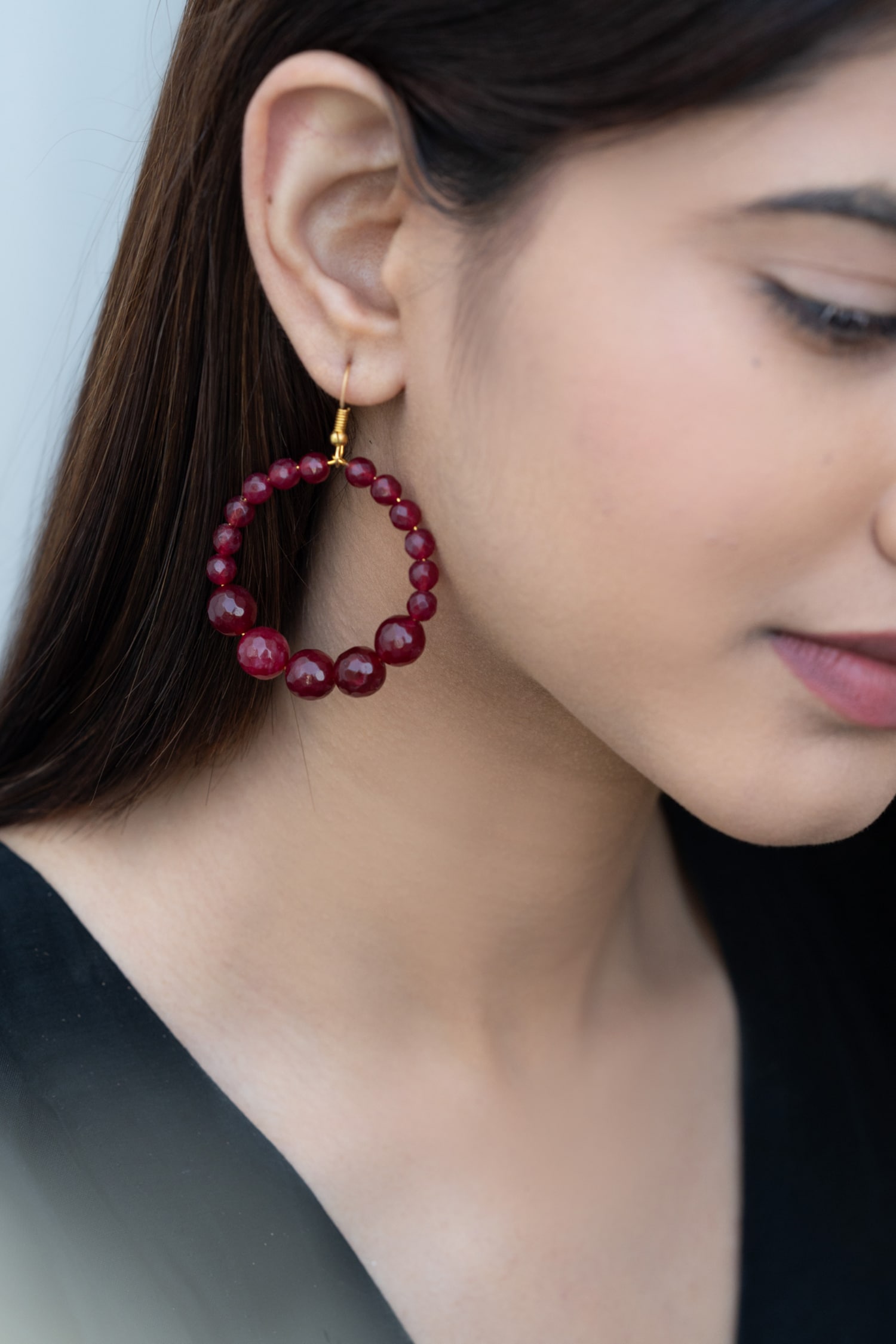 Faux leather cowhide feather statement hoop earrings. - Approximately 2.5