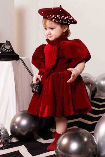 Buy Red Velvet Joy Dress For Girls by Hoity Moppet Online at Aza Fashions.