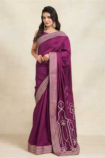 Indian Pre-owned Heavy Sari Gray Pure Silk Hand Embroidered gota patti Sarees Designer Abu Jani 6Yd Sewing Ethnic Sarees main image 0