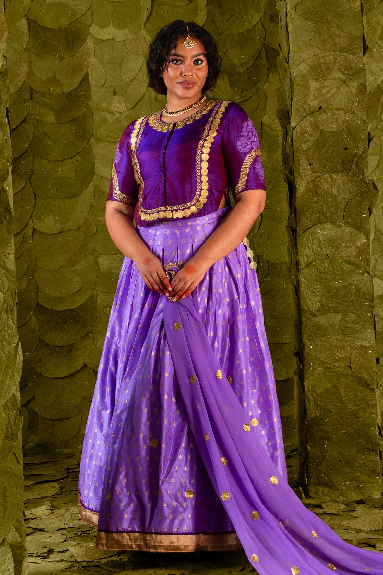 Buy Purple Chintamani Embroidered Tangi Gota And Lehenga Set For Women