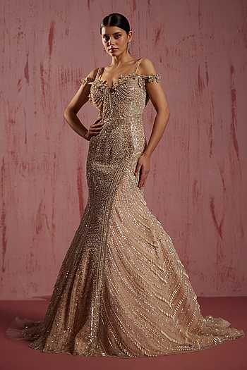 Luxe & Lace: Feather-Embellished Mermaid Gown for Unforgettable Nights