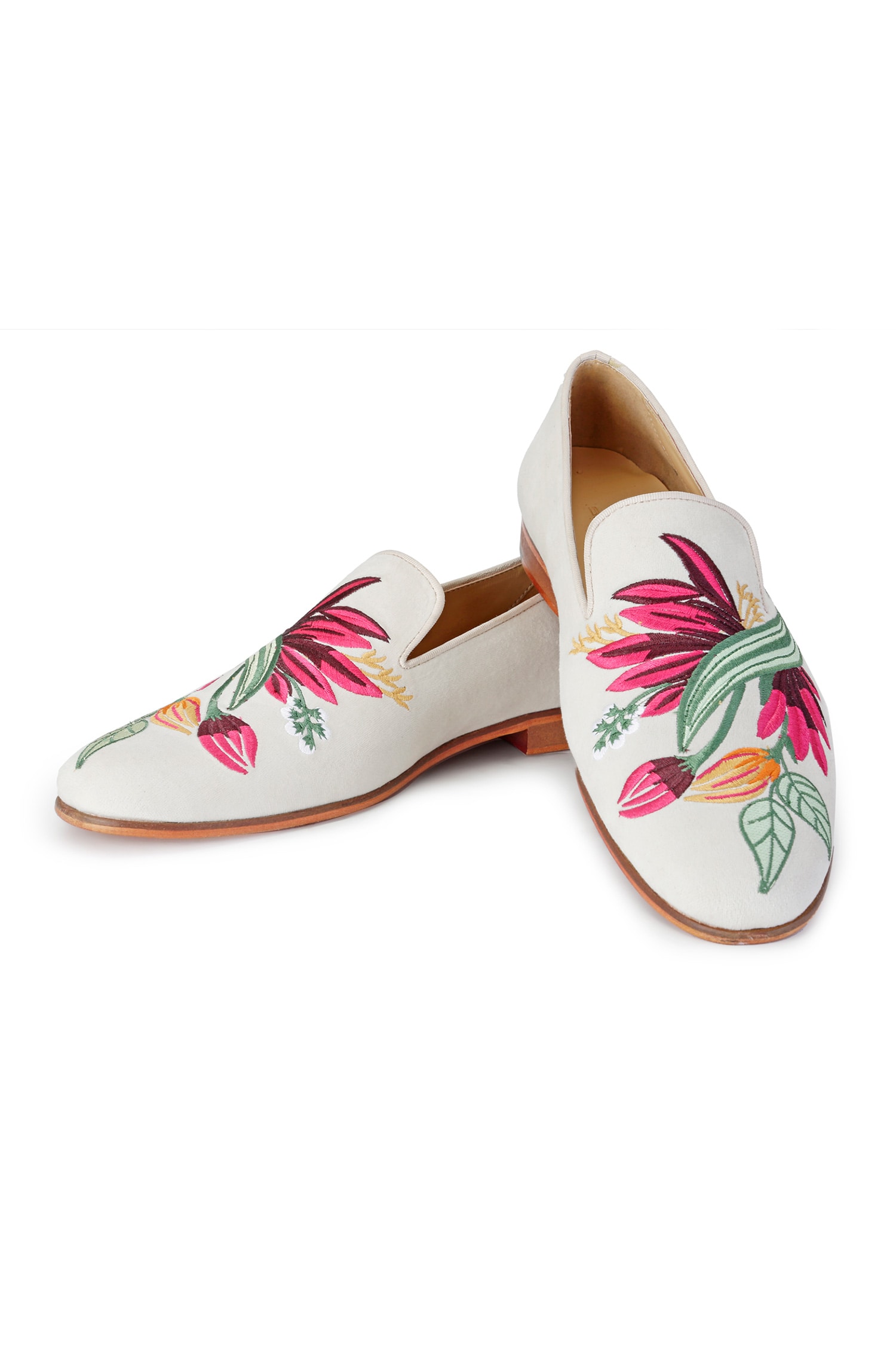 Buy White Thread Bonzai Embroidered Shoes For Men by SHUTIQ Online