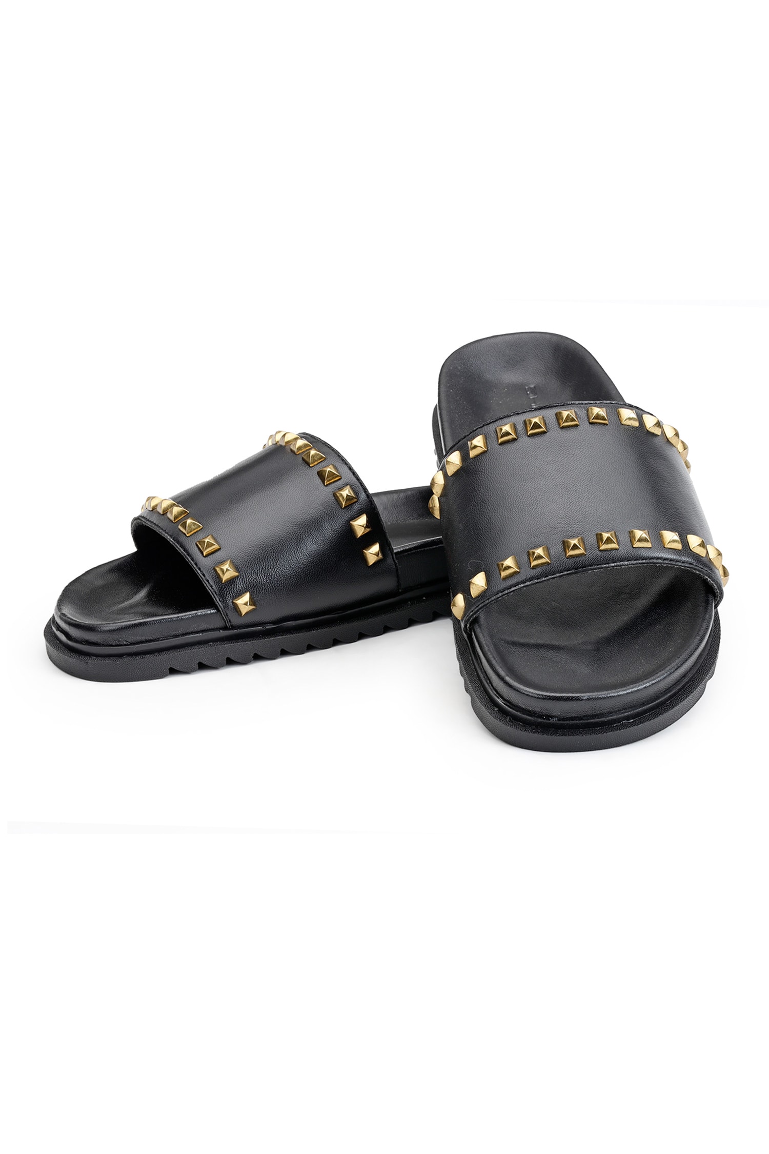 studded slides black