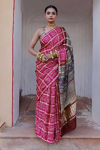 Gharchola Zari Pallu Saree With Unstitched Blouse Piece