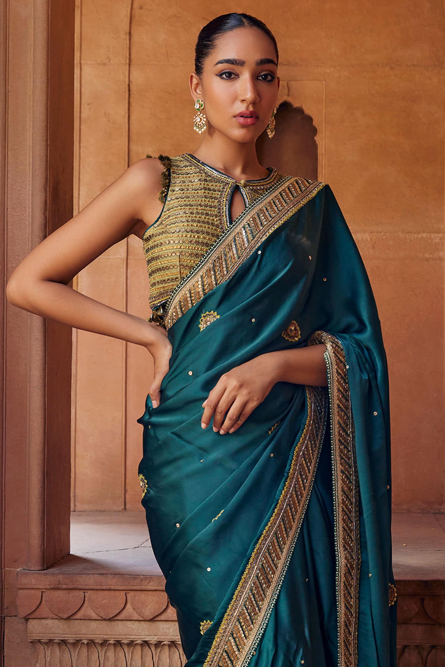 Fog Green Saree Set. – Shyam Narayan Prasad