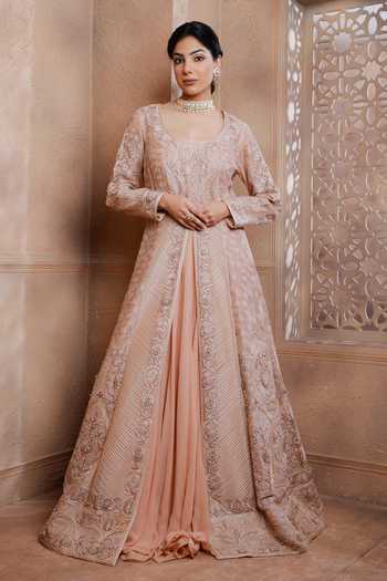 Omana by Ranjan Bothra's Blush Pink Color Palazzo Saree - Rent main image 1