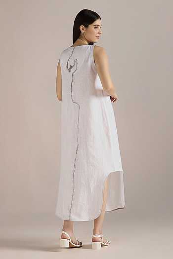 long white ruffle dress Baltic Born Womens Aspen Smocked Lace Maxi Dress | Off White