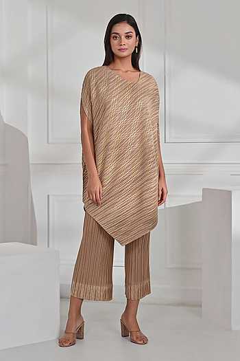 SAFAD PLEATED WIDE TROUSERS CO-ORD SET | SAGE KHAKI