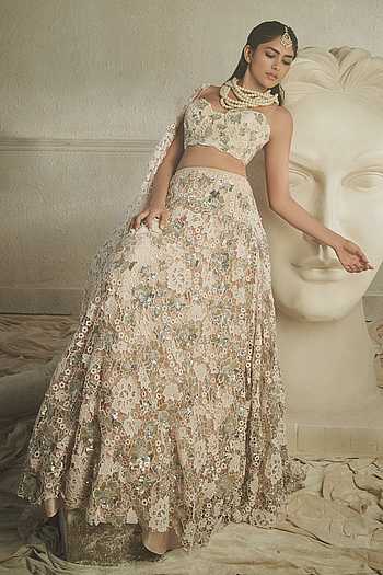Crochet Sequin Embellished Lehenga Set