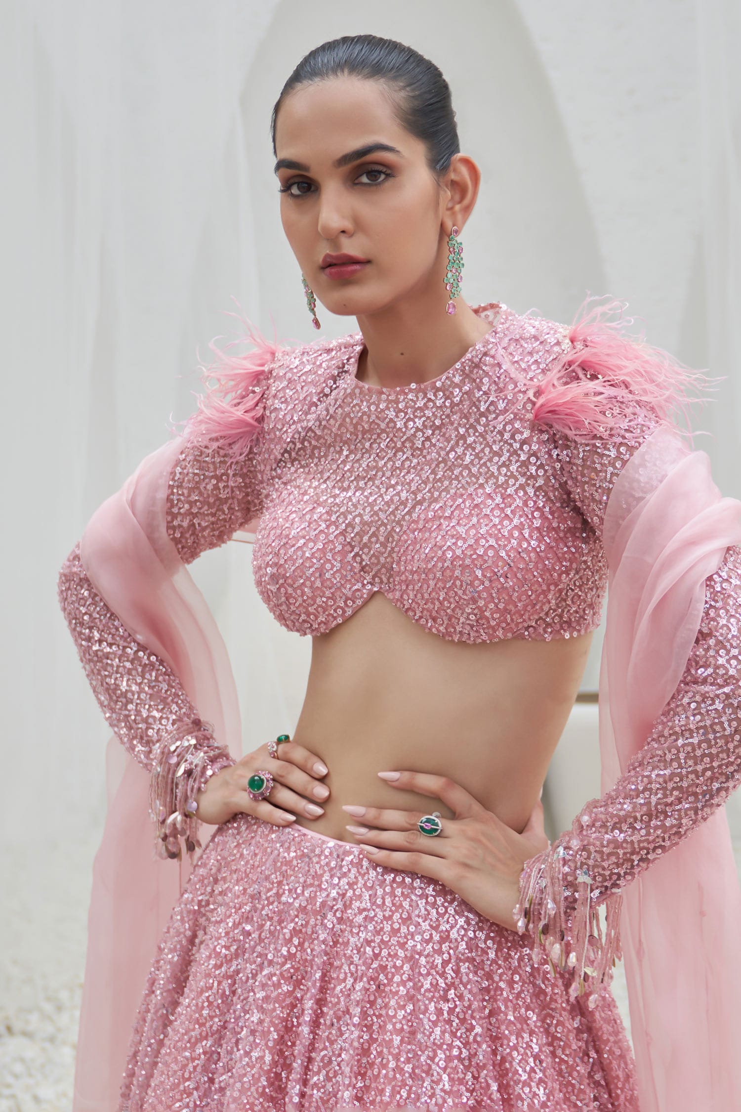 Fashion (Dark Pink)Cupnaya Handmade Women Glitter Diamante Crop