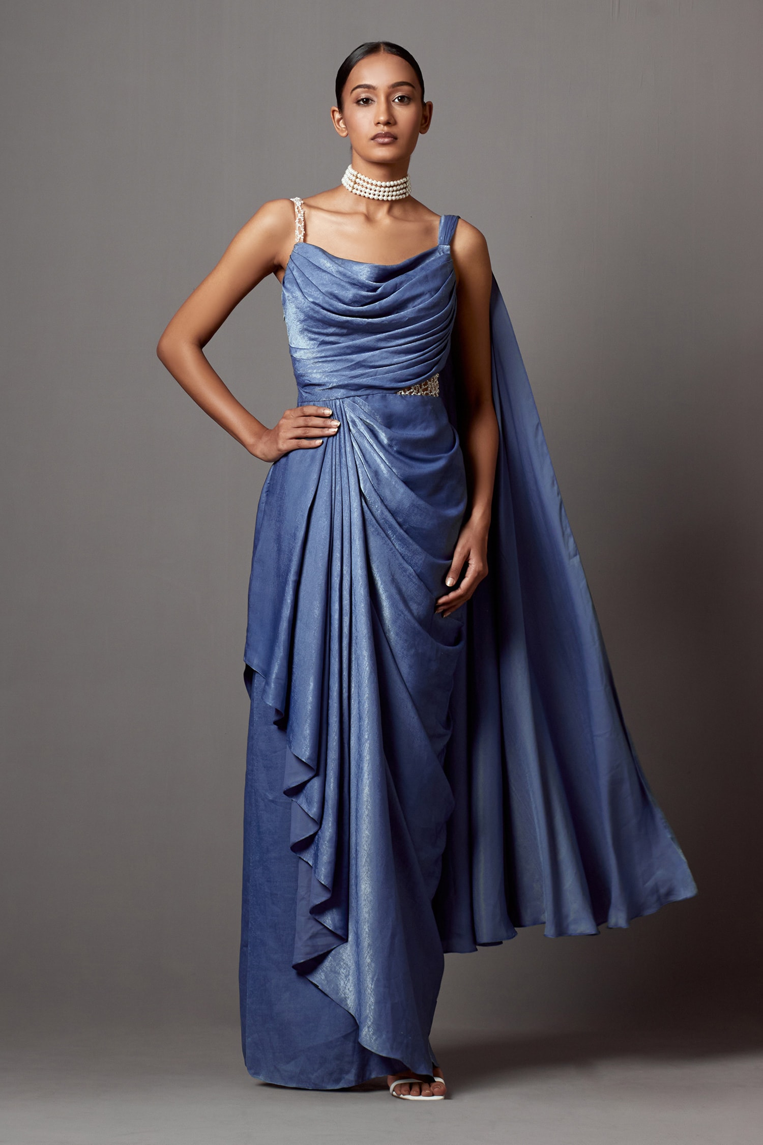 Off-the-shoulder Sky Blue Satin Special Occasion Dress - Lunss