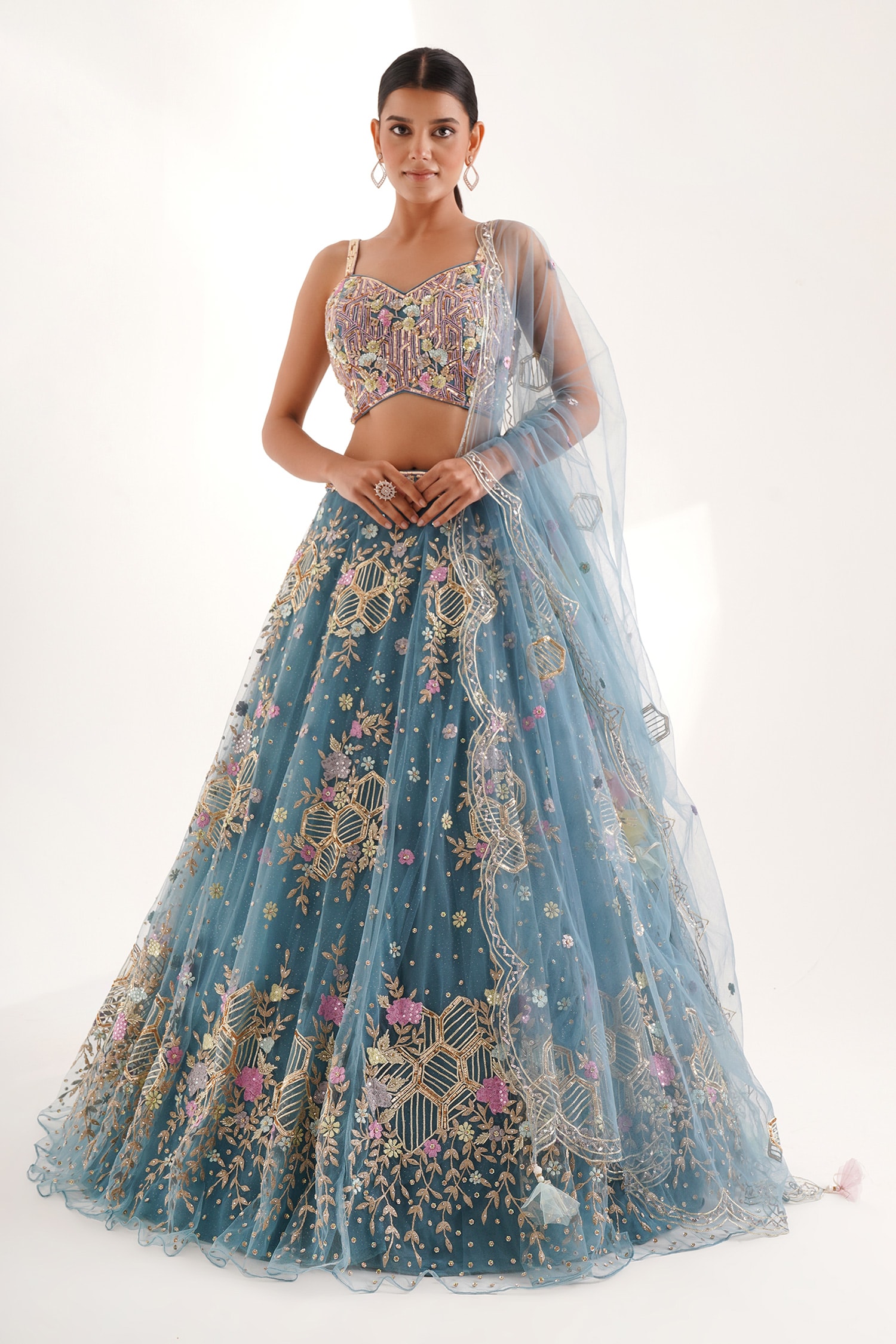 Chaashni by Maansi and Ketan Floral Sequin Embellished Gown