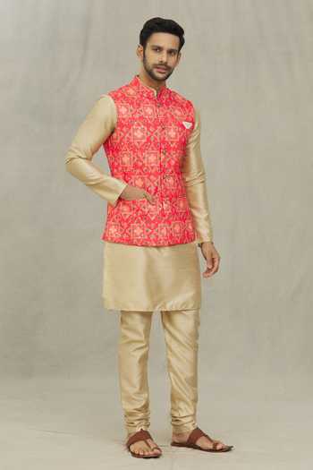 Red Cotton Printed Bundi 