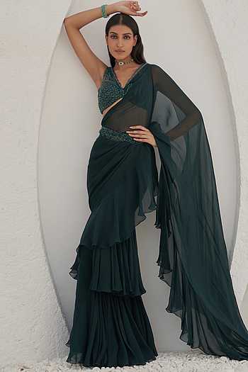 TFH Presents Salsa Style Designer Sarees With stitched blouse – ready size 36, margin up to 40 main image 1