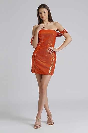 Orange Short Women's Dress S128 main image 1